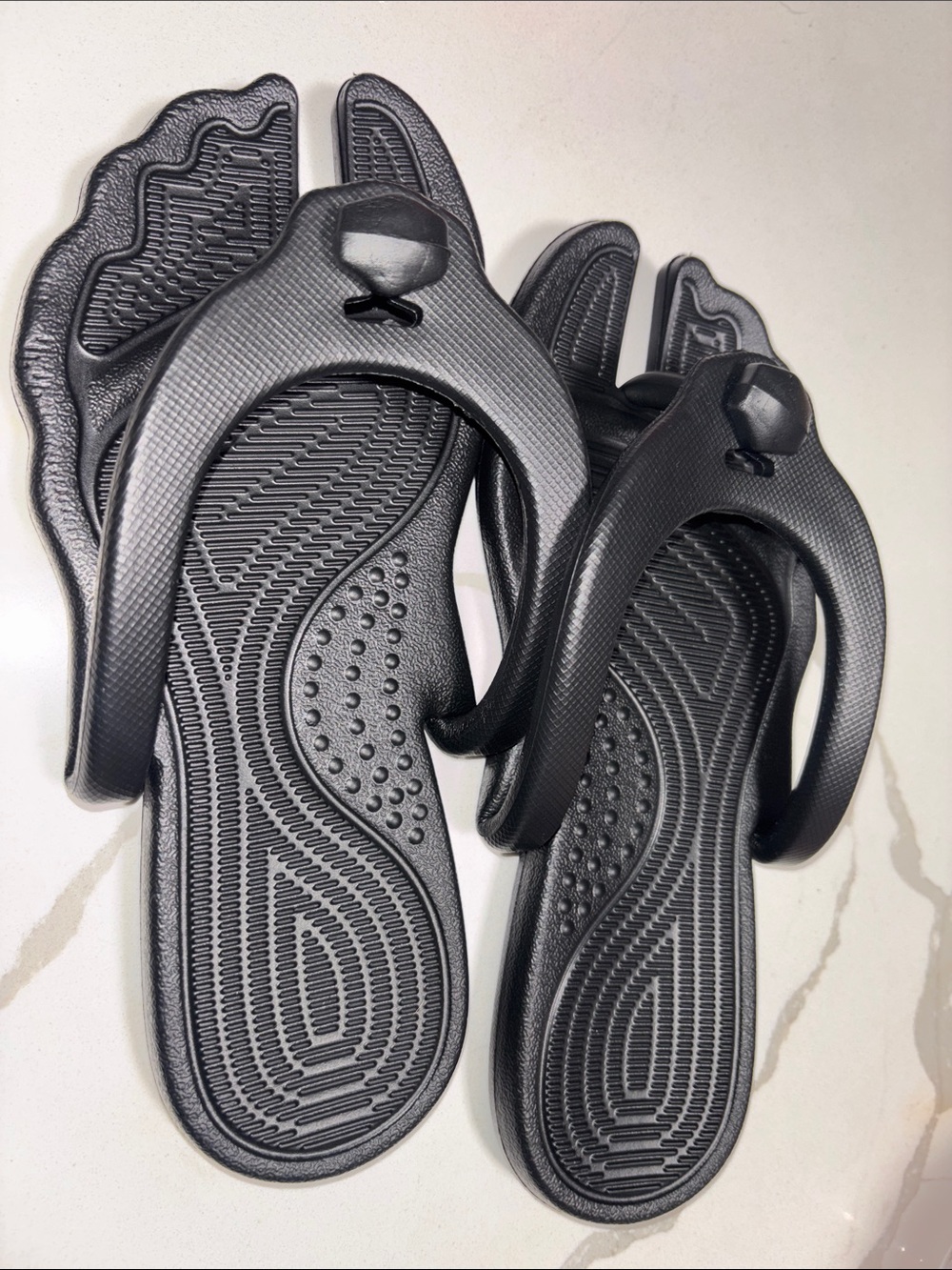 Black Textured Foam Flip Flop Sandals